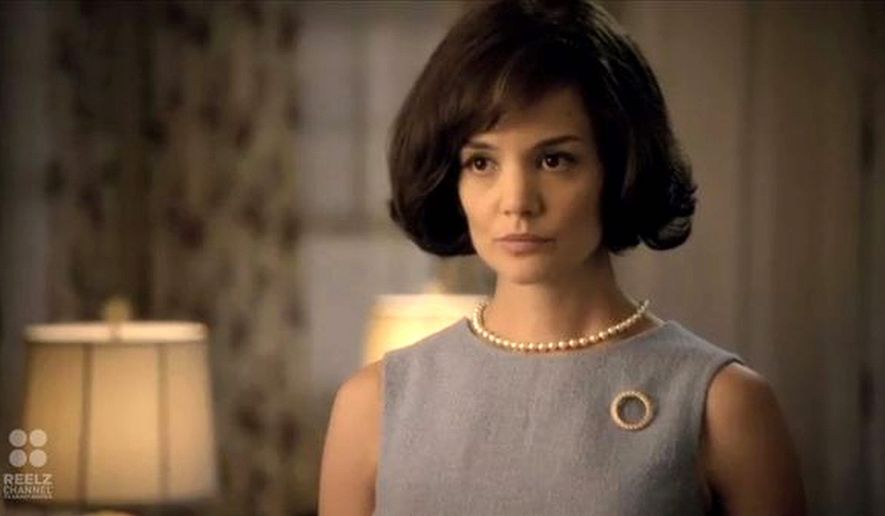Katie Holmes stars as first lady Jacqueline Kennedy in the eight-part miniseries. Would-be advertisers have been hesitant to buy in. (www.reelzchannel.com)