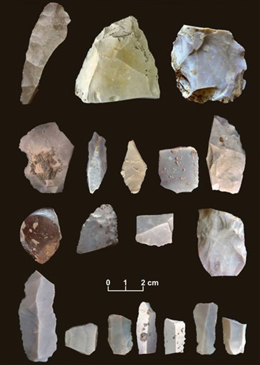 This undated handout photo provided by the journal Science shows the Debra L. Friedkin Site in Texas. A mass of ancient stone tools discovered at an archaeological dig in Texas, is pushing back the presence of humans in North America, perhaps by as much as 2,500 years. (AP Photo/Michael R. Waters, Science)