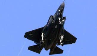 POWERED DOWN: The alternate engine for the F-35 jet has been halted by a 90-day stop-work order. (Associated Press)