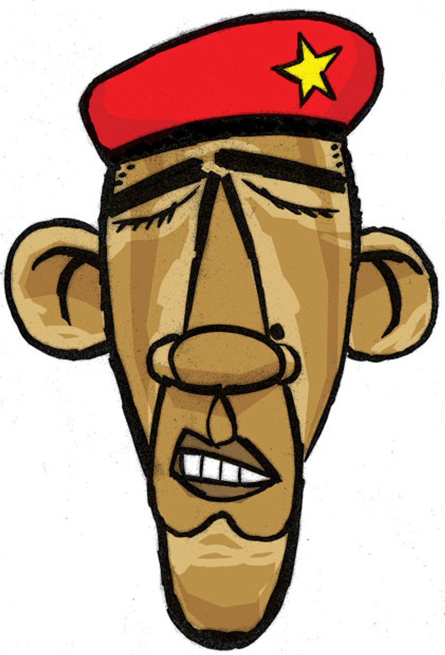 Illustration: Socialist Obama by Alexander Hunter for The Washington Times