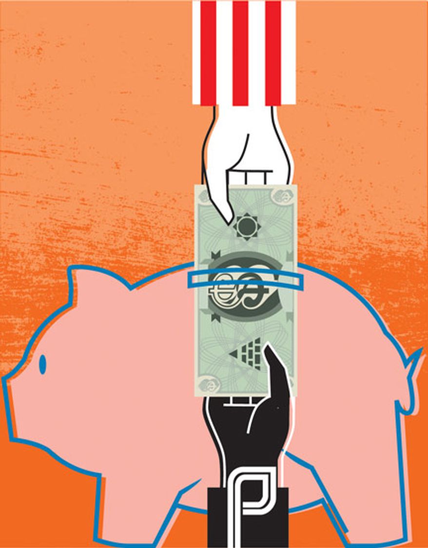 Illustration: Planned Parenthood and government funding by Linas Garsys for The Washington Times