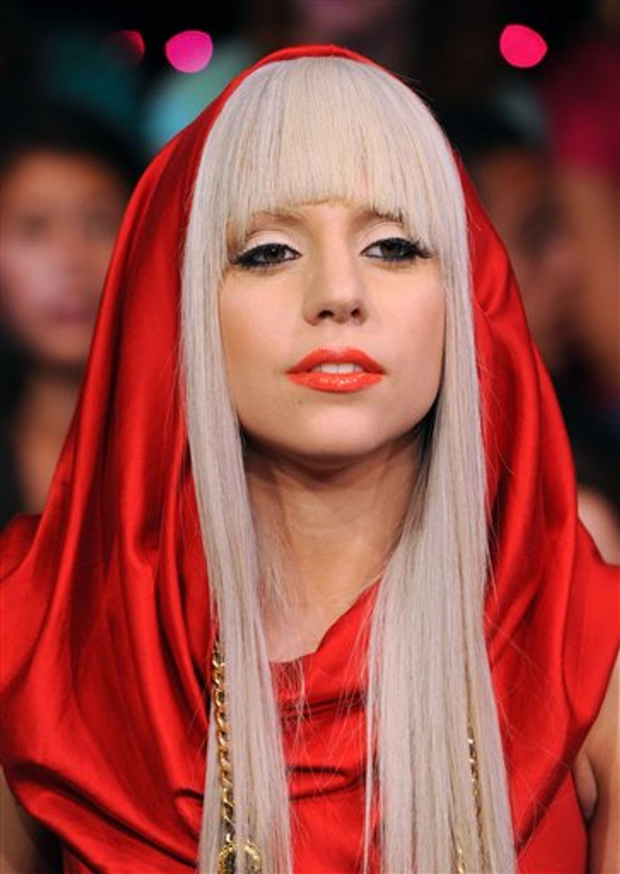 FILE - In this Aug. 12, 2008, file photo Lady Gaga makes an appearance at MTV Studio&#39;s in Times Square for MTV&#39;s &quot;Total Request Live&quot; show in New York. Lady Gaga and Tyler the Creator lead MTV&#39;s newly inaugurated O Music Awards with three nominations each,MTV announced Tuesday, April 5, 2011.  (AP Photo/Peter Kramer, File)