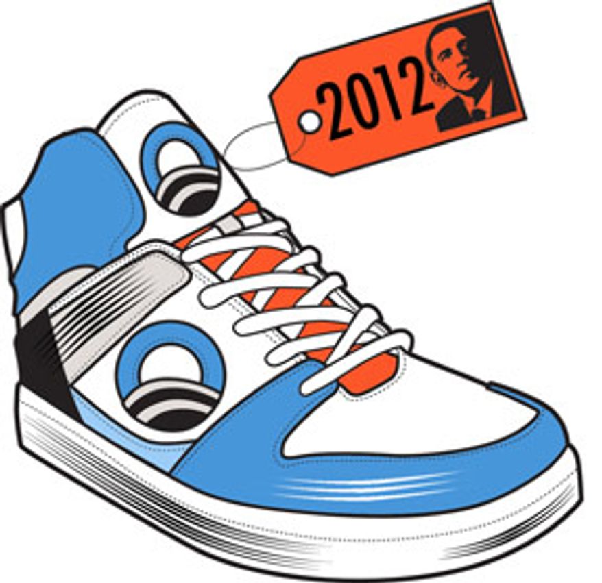 Illustration: Obama race 2012 by Linas Garsys for The Washington Times
