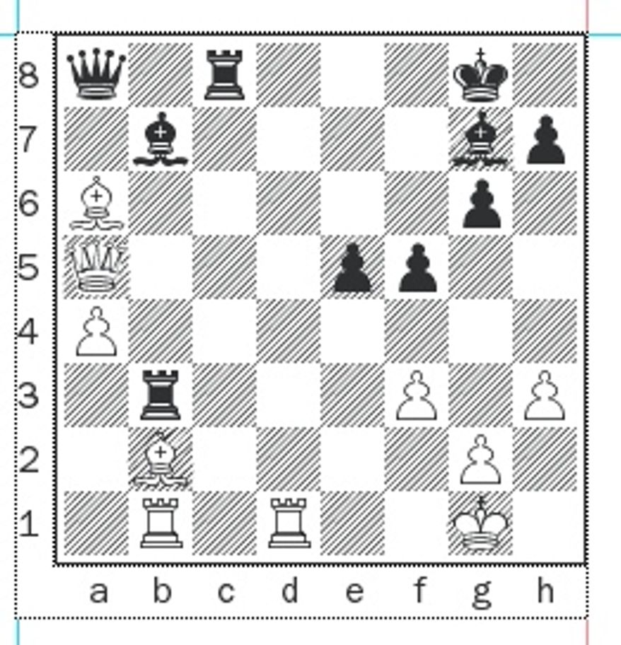 Bykhovsky-Gareyev after 29...Bb7.
