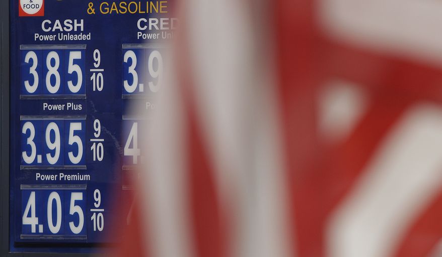 Gasoline prices are displayed at a filling station in Oakland, Calif., on Tuesday, March 8, 2011. Consumers kept shopping in March, but much of their spending went to fill up their gas tanks as gasoline prices kept rising. (AP Photo/Ben Margot)