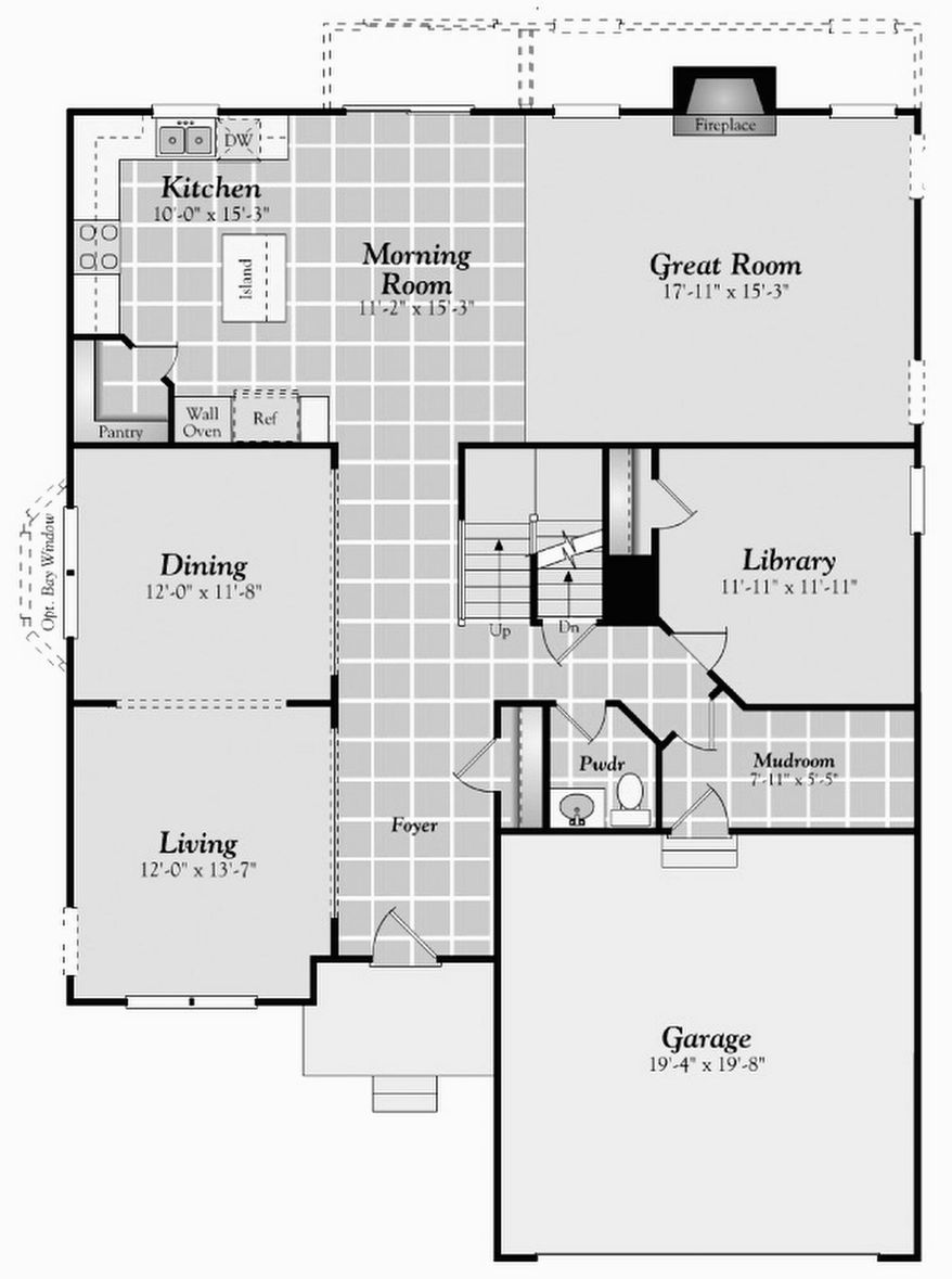 The Bridgeport model has 2,867 finished square feet and can be expanded with a finished lower level and room extensions. The first floor includes an open kitchen, breakfast area and great room across the back of the house.