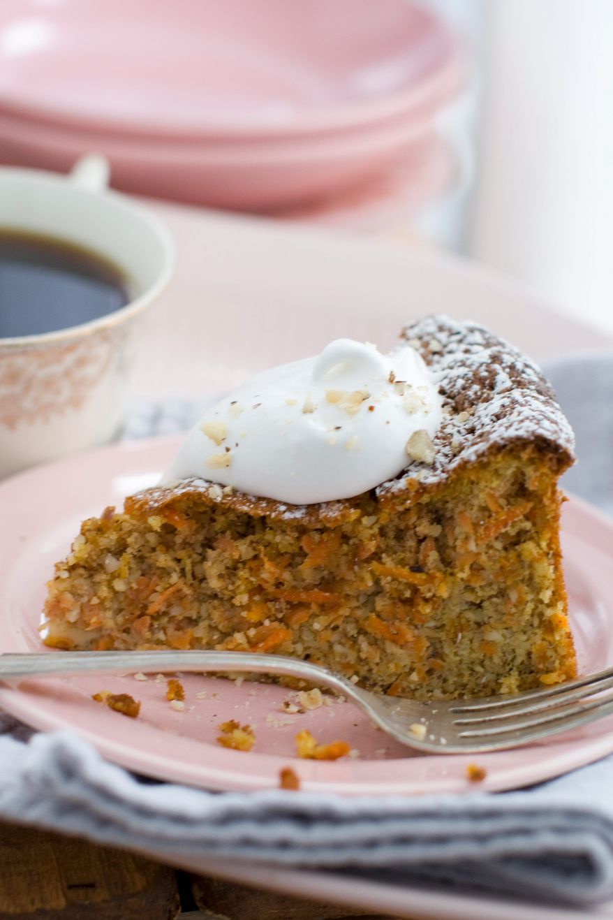 A flourless carrot torte is a perfect dessert for a Passover Seder, and its pale orange color is especially inviting for springtime. A light sprinkling of hazelnuts, if desired, is sufficient as garnish. (Associated Press)