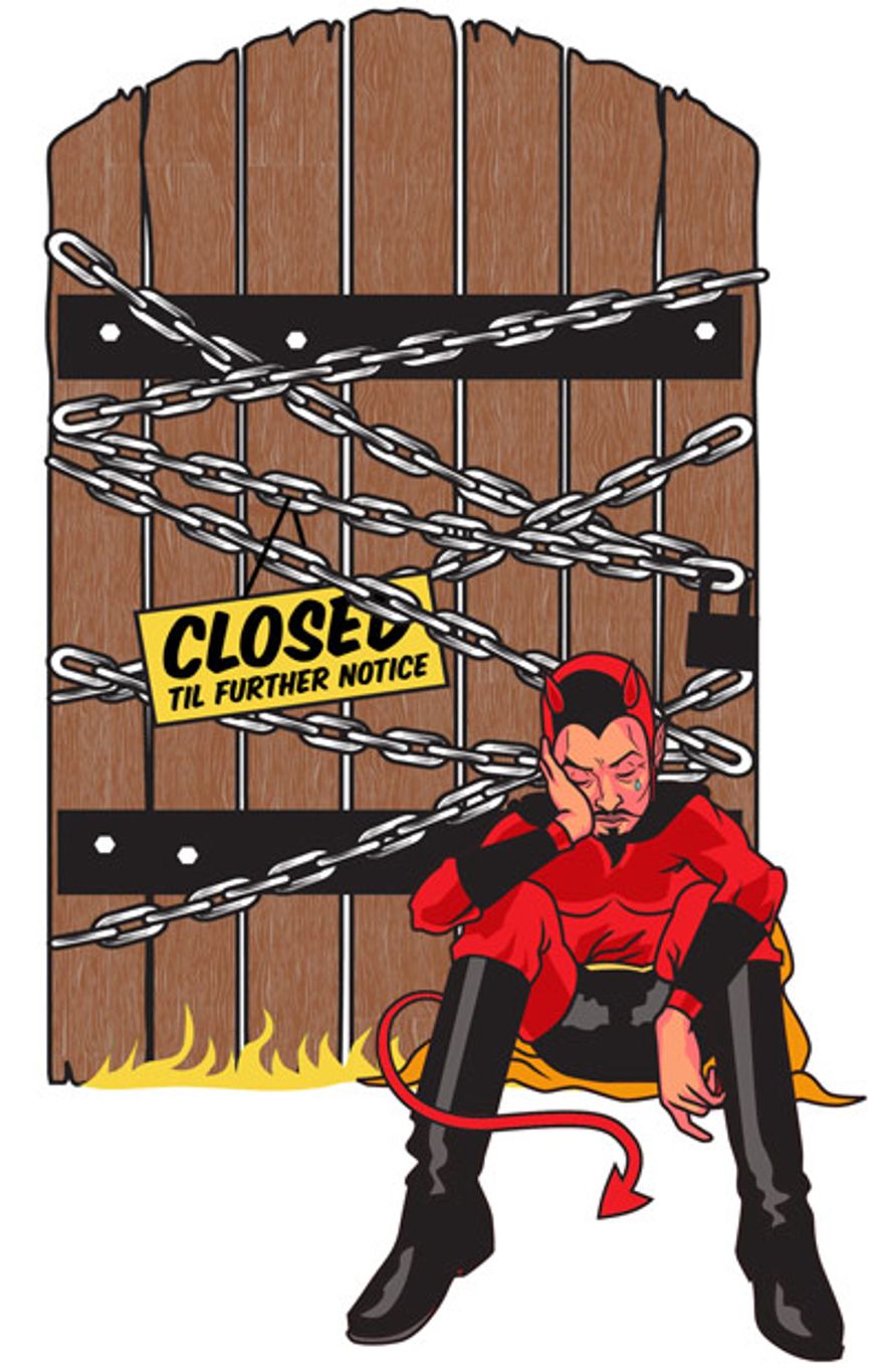 Illustration: Hell is closed by Linas Garsys for The Washington Times