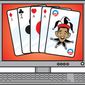Illustration: Online poker by Linas Garsys for The Washington Times