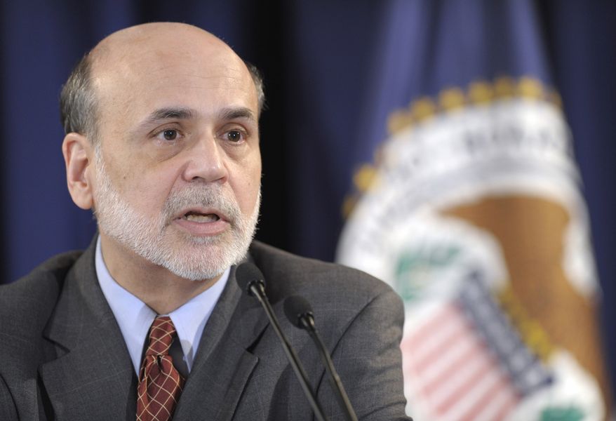 Federal Reserve Chairman Ben Bernanke speaks Wednesday during a news conference at the Federal Reserve in Washington. (Associated Press)
