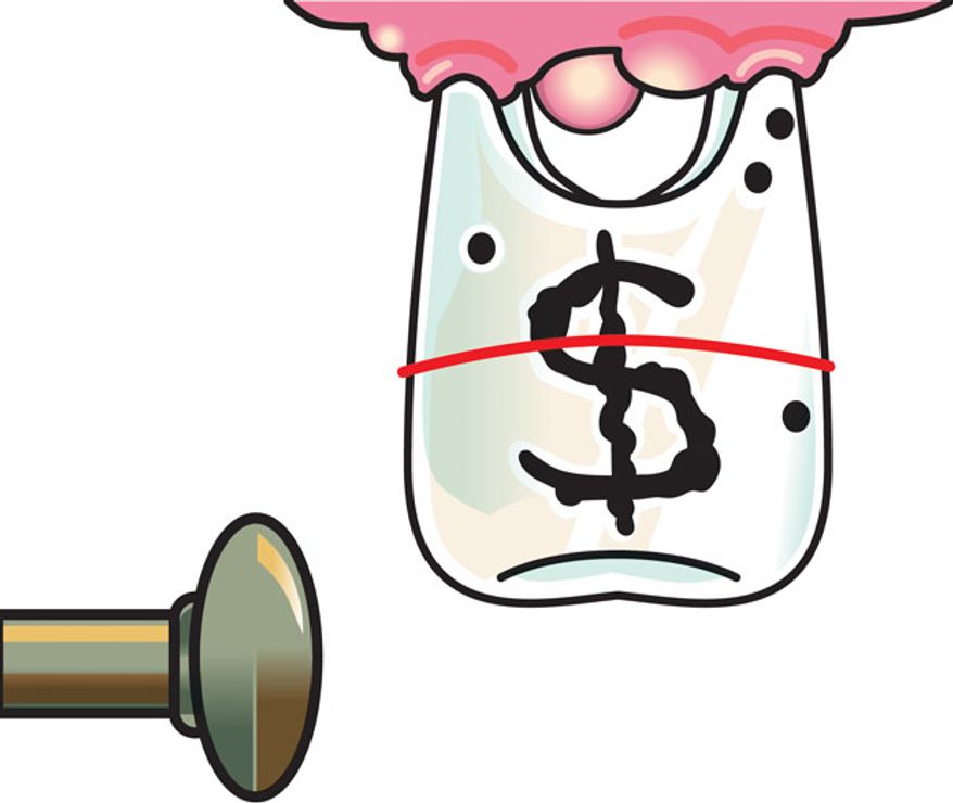 Illustration: Ending the fiscal pain by Linas Garsys for The Washington Times