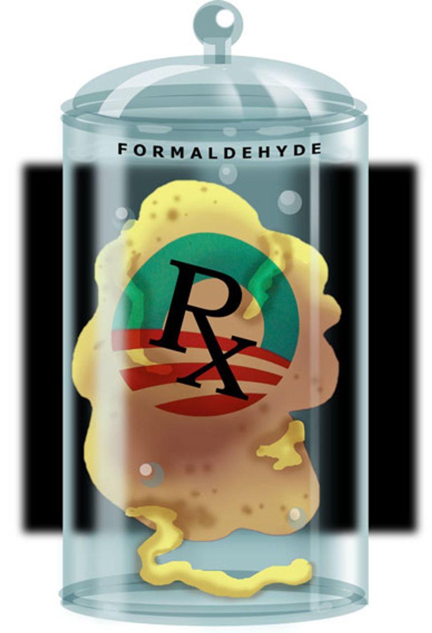 Illustration: Obamacare by Alexander Hunter for The Washington Times