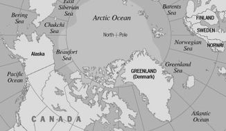 Arctic Ocean Map by Greg Groesch for The Washington Times