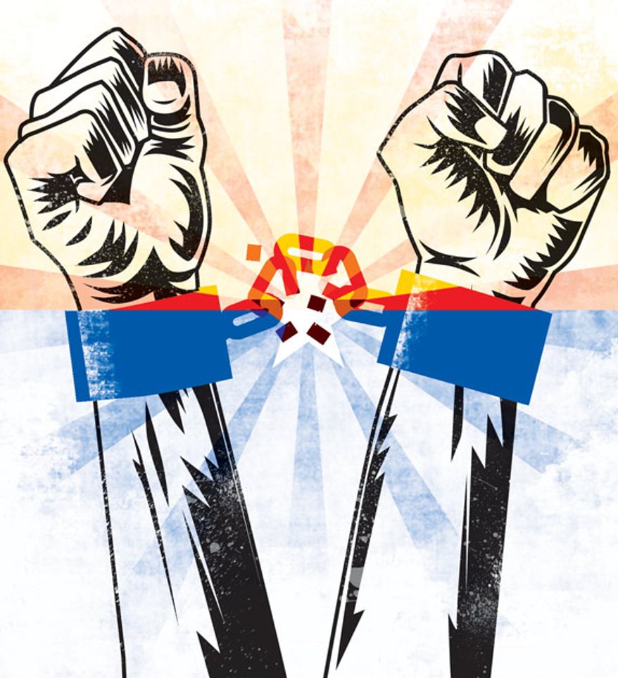 Illustration: Baja Arizona secession by Linas Garsys for The Washington Times