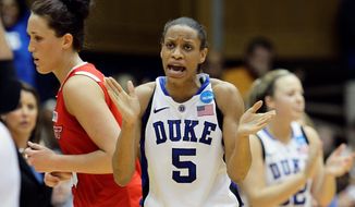 **FILE ** Washington Mystics rookie Jasmine Thomas, shown in college on March 21, 2011. (AP Photo/Gerry Broome)