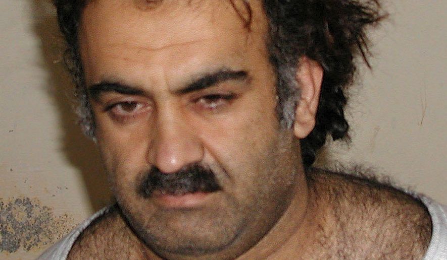 Khalid Shaikh Mohammed, captured in 2003, is one of five terrorism suspects held at Guantanamo Bay in Cuba facing military trials related to the Sept. 11, 2001, attacks on the United States. (Associated Press)