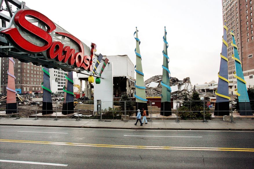 ** FILE ** In this Nov. 14, 2007 photo, the site of the demolished Sands Hotel and Casino is seen in Atlantic City, N.J. Pinnacle Entertainment scrapped their plans to build a mega- casino on the site and is trying to sell the land where it would have gone. (AP Photo/Mel Evans, File)