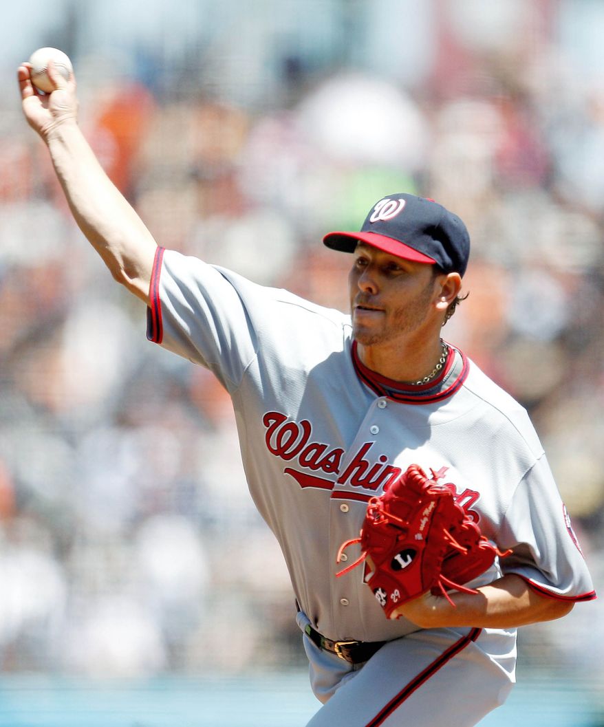 ASSOCIATED PRESS
Yunesky Maya allowed four hits and one earned run in six innings but received no offensive support in Washington's 3-1 loss to San Francisco.
