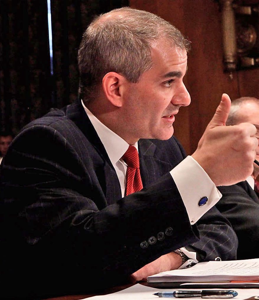 ** FILE ** National Counterterrorism Center Director Michael Leiter testifies in January 2010 on Capitol Hill before the Senate Homeland Security and Governmental Affairs Committee hearing on intelligence reform. (Associated Press)