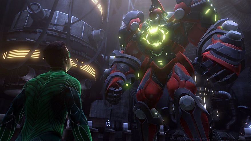 Hal Jordan meets the enemy in the video game, Green Lantern: Rise of the Manhunters.