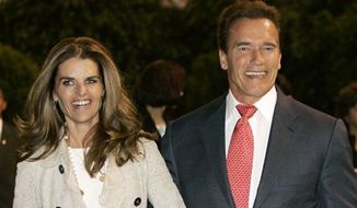 In this Nov. 8, 2006, file photo, California Gov. Arnold Schwarzenegger arrives in Mexico City, Mexico, with his wife Maria Shriver. Shriver has filed for divorce from Schwarzenegger in Los Angeles Superior Court, Friday, July 1, 2011. (AP Photo/Marcio Jose Sanchez, File)