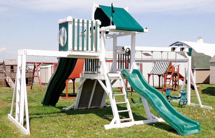 Ridge Cabinet Co. in Mount Airy offers maintenance-free vinyl play sets. Sales consultant Karen Franklin said families are looking for sets that keep kids active and include slides, rock walls and other climbing elements.