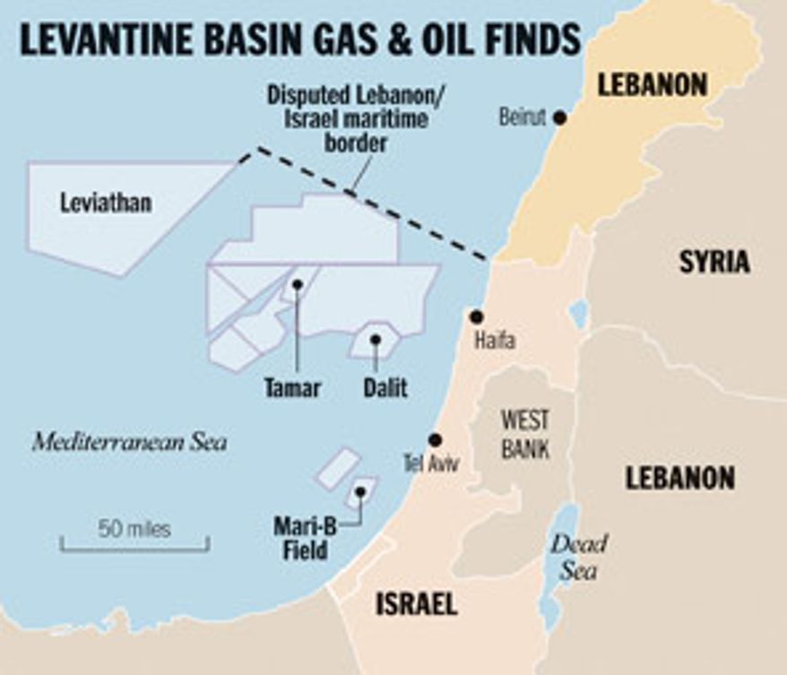 Illustration: Levantine Basin Gas & Oil Finds map