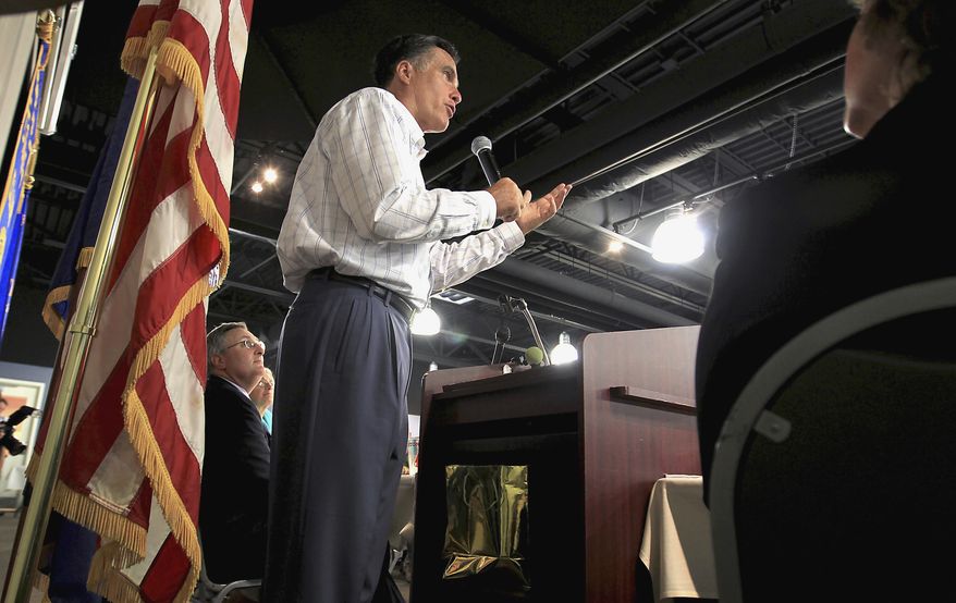 Republican presidential candidate, former Massachusetts Gov. Mitt Romney addresses the Rotary Club at the Red Hook Ale brewery in Portsmouth, N.H., Thursday, July 14, 2011. (AP Photo/Cheryl Senter)