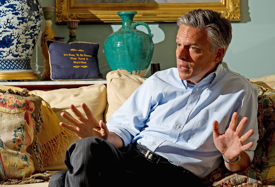 Republican presidential candidate Jon Huntsman Jr., seen here at his home in the District, has raised $4.1 million for his fledgling campaign. The former Utah governor and ambassador to China takes issue with critics on the GOP right who say he's too moderate. (Barbara L. Salisbury/The Washington Times)
