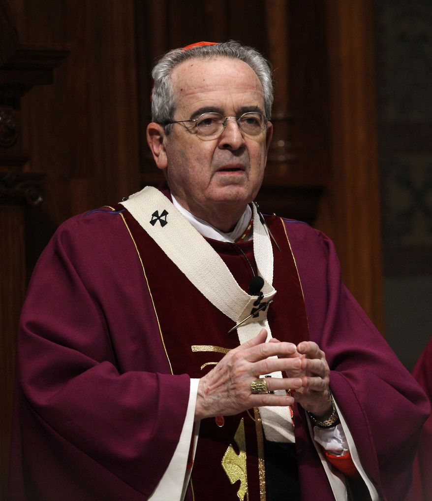Cardinal Justin Rigali is stepping down as archbishop of Philadelphia. (AP Photo/Matt Rourke)