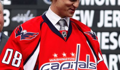 The Washington Capitals placed Anton Gustafsson, the 21st pick in the 2008 NHL draft, on waivers Wednesday. (Associated Press).
