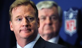 NFL Commissioner Roger Goodell announces that NFL owners have agreed to a tentative agreement that would end the lockout, pending player approval, on Thursday. As of Friday night, the players had yet to vote on the approved 10-year collective bargaining agreement. (AP Photo/John Bazemore)