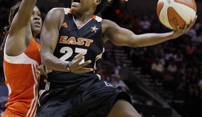 New York Liberty&#x27;s Cappie Pondexter, shown in the WNBA All-Star game, scored a game-high 19 points in the Liberty&#x27;s 75-71 win over the Washington Mystics on Thursday night. (AP Photo/Darren Abate)