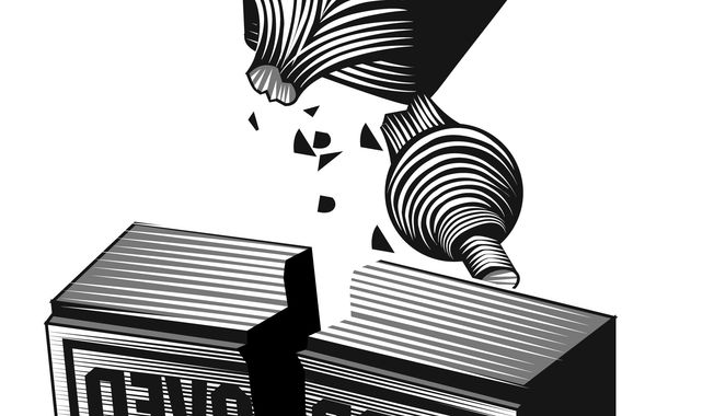 Illustration: Rubber stamp by Linas Garsys for The Washington Times
