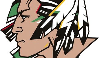 ** FILE ** This undated file image released by the University of North Dakota shows the school&#39;s Fighting Sioux logo. (AP Photo/University of North Dakota via The Dickinson Press, File)