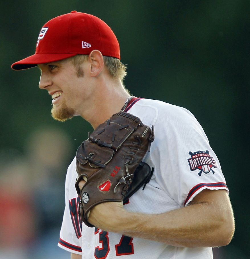 As he rehabs from Tommy John surgery, Washington Nationals&#39; Stephen Strasburg is scheduled to start Wednesday, with another Hagerstown appearance likely. (AP Photo/Luis M. Alvarez)