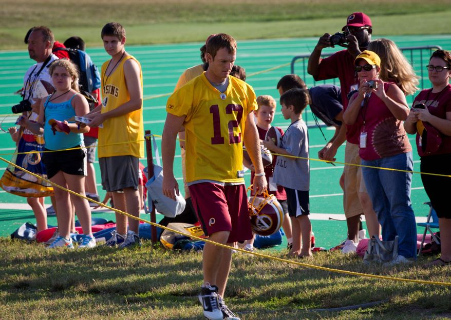 ROD LAMKEY JR./THE WASHINGTON TIMES
John Beck expects to take snaps against the Colts on Friday, but how his time will be divided is unknown.