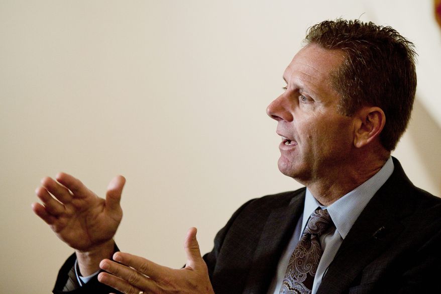 "If we have four issues at the wireless industry, the first three are spectrum, spectrum, and more spectrum," said Steve Largent, president and CEO of CTIA-The Wireless Association. Spectrum allows carriers to offer more data services. (Pratik Shah/The Washington Times)