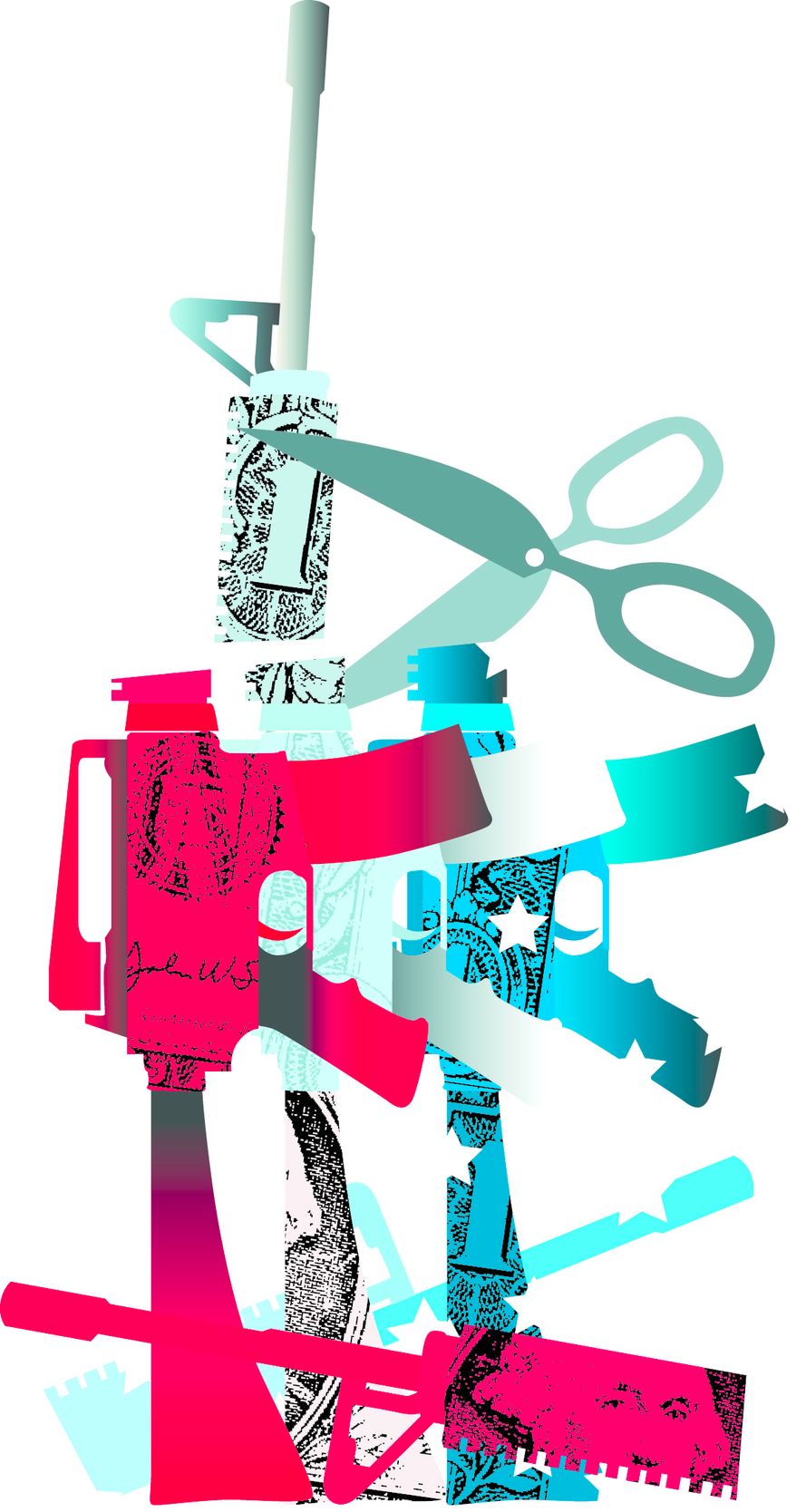 Illustration: Defense cuts by Linas Garsys for The Washington Times