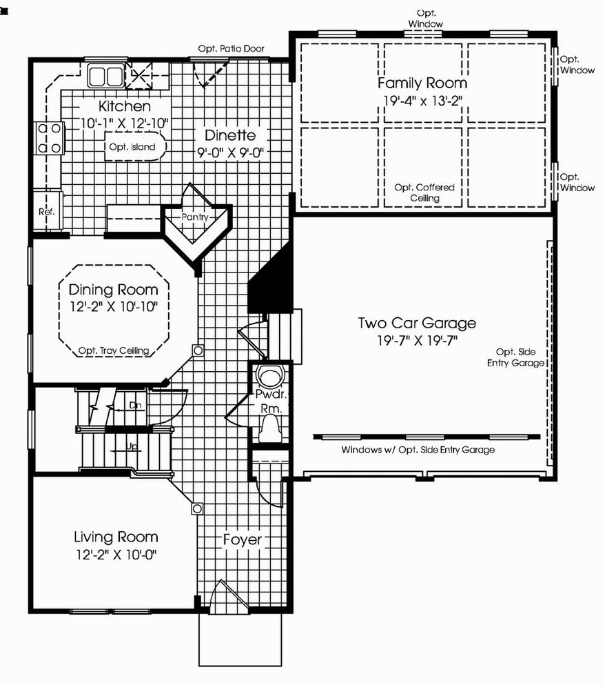 The kitchen in the Yates model is open to a breakfast area and the family room. Four bedrooms, two full baths and a laundry room are on the upper level.