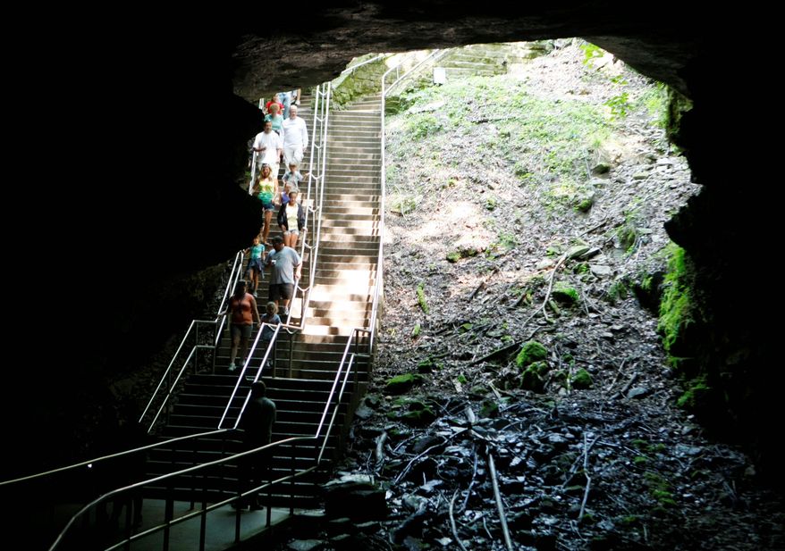 Stairways make it easier for tourists to explore Mammoth Cave, which has lured the curious for thousands of years and was discovered by white settlers in the 1790s. (Associated Press)