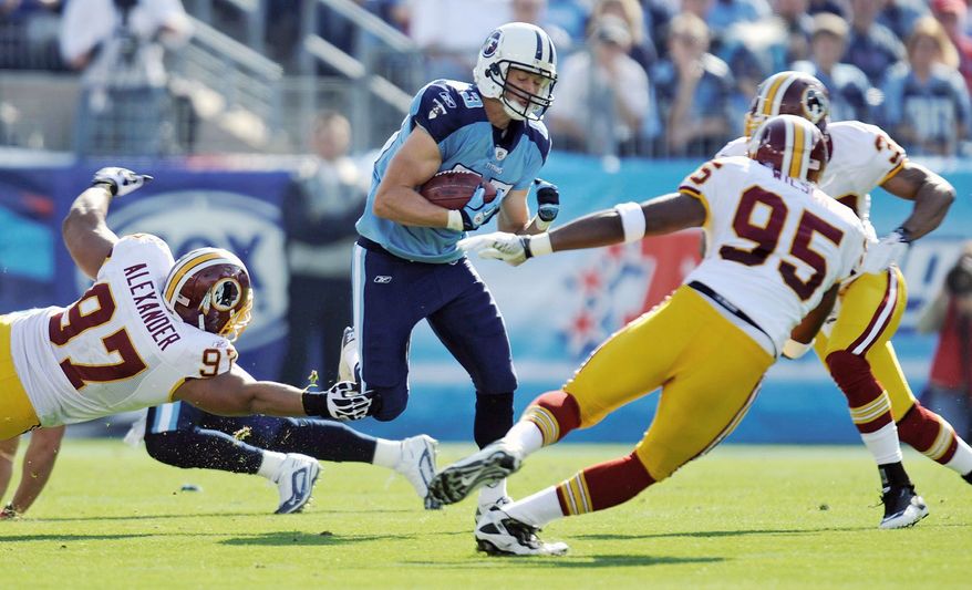 On kicking off from the 35, Lorenzo Alexander (97) said, "You could put anybody out there just to jog down and cover a touchback." (Associated Press)