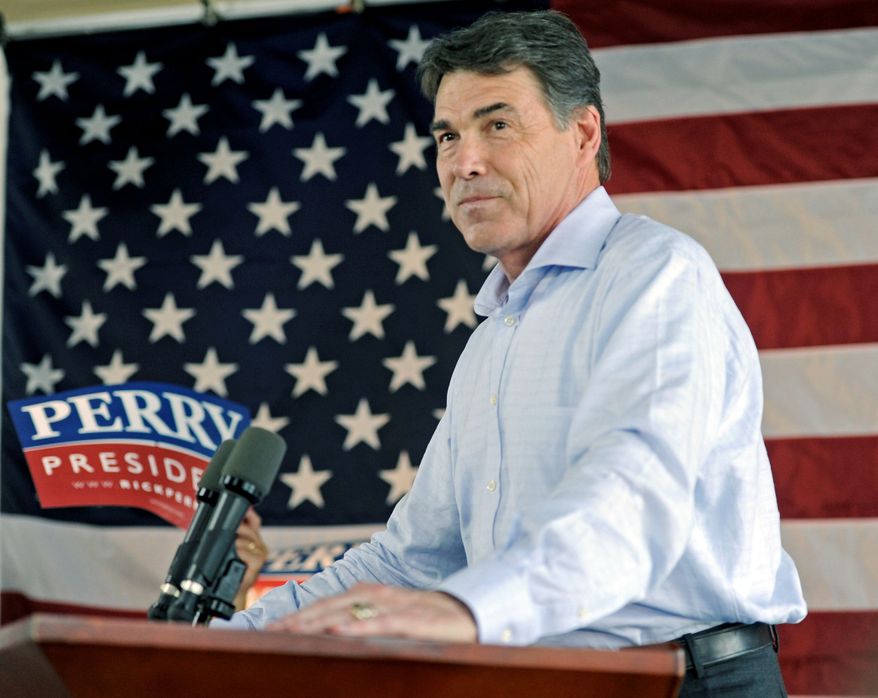 Texas Gov. Rick Perry, a Republican presidential hopeful, got welcome news from a pair of polls released Wednesday. Less than two weeks after joining the GOP presidential race, the blunt-spoken Texan, in his third full term as governor, has catapulted into the front-runner's position. (Associated Press)