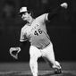 Left-hander Mike Flanagan won 167 games over 18 seasons with Baltimore and Toronto, earning the Cy Young Award with the Orioles in 1979 after going 23-9 with a 3.08 ERA. Here, he pitches to a Pittsburgh during the opening game of the &#39;79 World Series. (Associated Press)