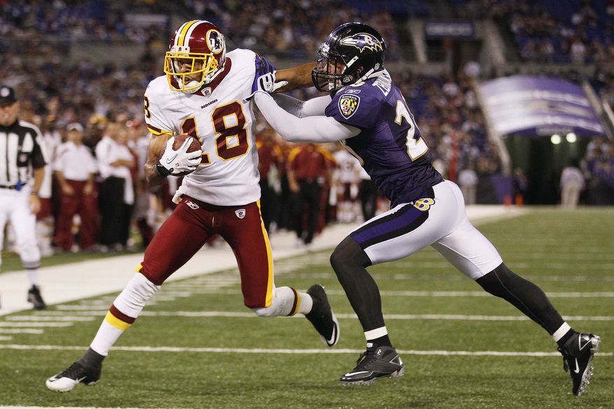 Washington Redskins wide receiver Terrence Austin scores a touchdown during the second half against the Baltimore Ravens on Thursday night. (AP Photo/Patrick Semansky)