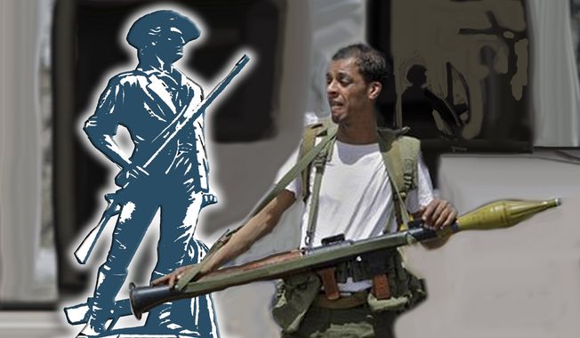 Illustration: Libyan rebel by John Camejo for The Washington Times