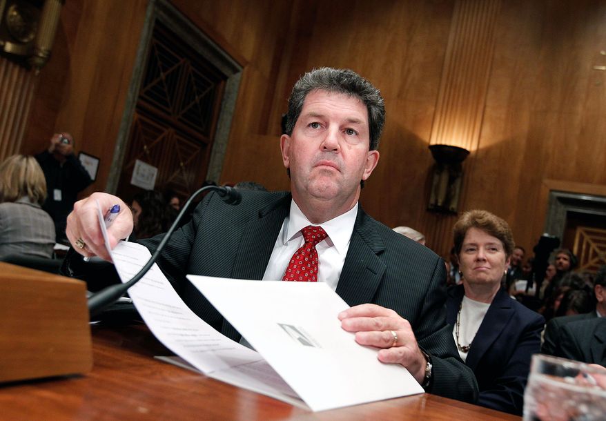 Postmaster General Patrick Donahoe appears Tuesday before the Senate Homeland Security and Governmental Affairs Committee as the panel examines the serious funding woes of the Postal Service. (Associated Press)