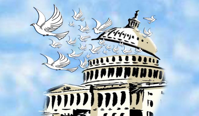 Illustration: Capitol peace by John Camejo for The Washington Times