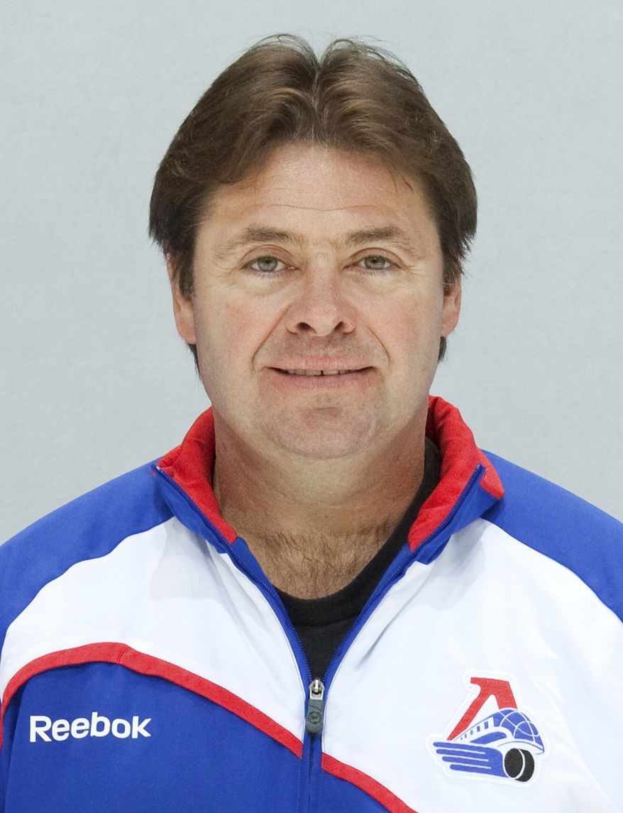 This undated photo shows Canadian Brad McCrimmon, coach of the Lokomotiv ice hockey team, killed in a plane crash on Wednesday, Sept. 7, 2011. A Russian jet carrying the Lokomotiv team crashed while taking off Wednesday near the western city of Yaroslavl, 150 miles (240 kilometers) northeast of Moscow. The Russian Emergency Situations Ministry said the plane was carrying the Lokomotiv ice hockey team from Yaroslavl. It was one of the worst plane crashes ever involving a sports team. (AP Photo/Photo Agency KHL)