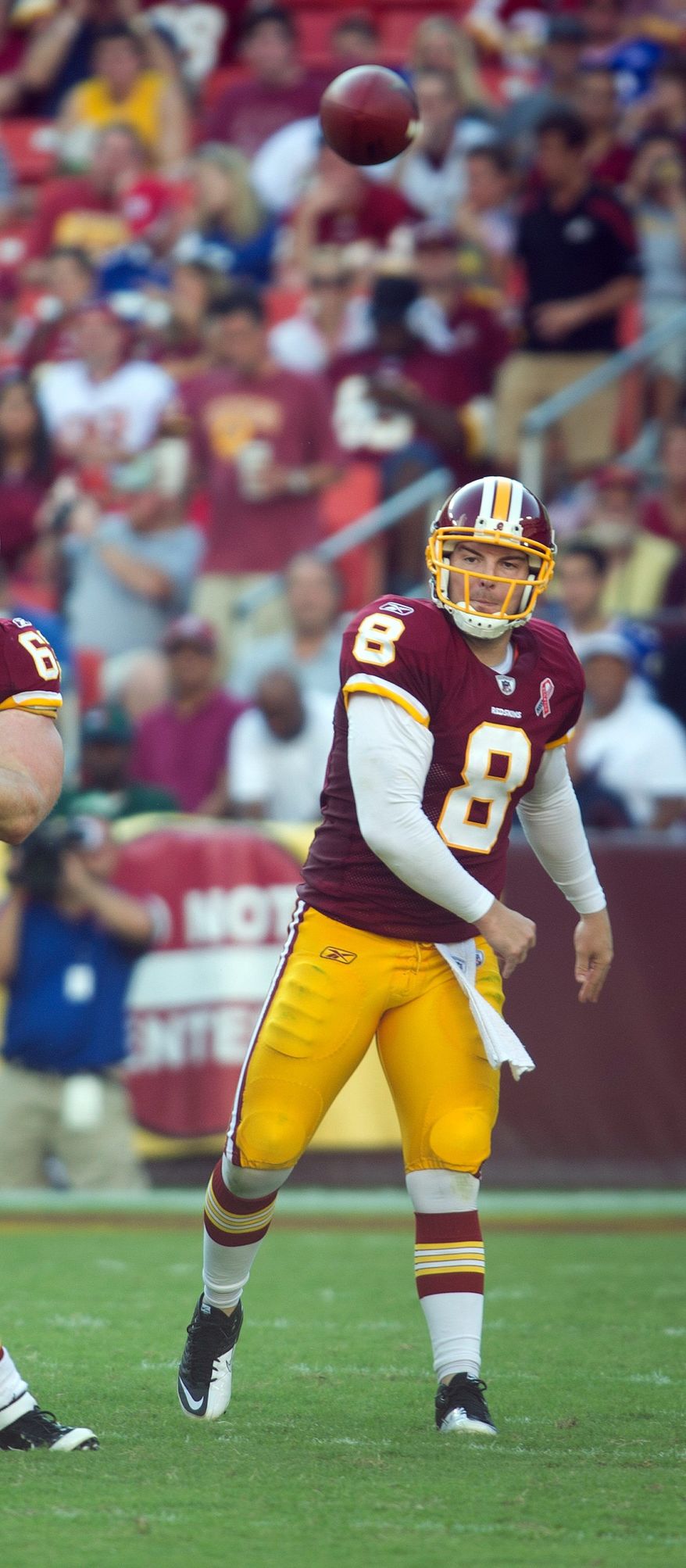 The Redskins, behind quarterback Rex Grossman, were one of 14 teams with at least 300 yards passing in Week 1. New England, Carolina, Miami and New Orleans topped 400. (Rod Lamkey Jr./The Washington Times)